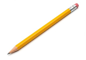 Yellow Pencil Isolated on White Background Simple School Supply art tool sharp point office design