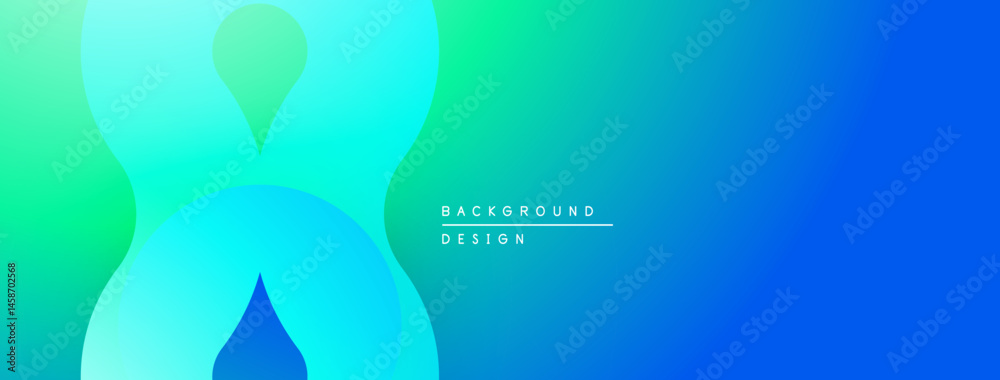 Poster Abstract gradient background. Soft shapes overlap, creating fluid visual effect. Blue, green hues dominate composition. Minimalist design.