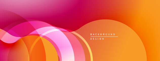 Abstract flowing shapes, vibrant gradients. Pink, orange hues create dynamic background design. Smooth curves suggest movement, energy.