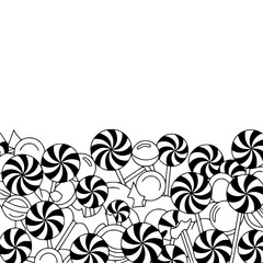 Black and White Candy Swirls: Illustration Border Design