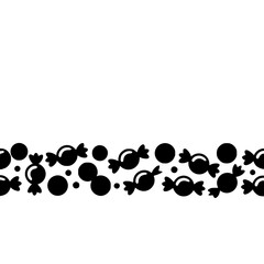 Black Candy and Dots Border on White Background