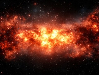 Naklejka premium Cosmic Inferno: A Fiery Nebula in Deep Space