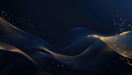 Abstract gold waves on dark background