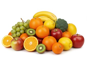 Fresh Juicy Fruits Colorful Vitamins Healthy Eating Diet Food Oranges Apples Bananas Kiwi Grapes