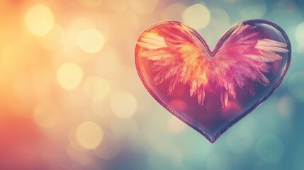 Colorful heart design on a soft, warm background.