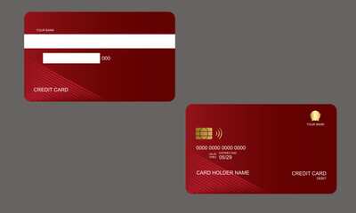 Set of Credit Cards Dark Red Gradient Colors