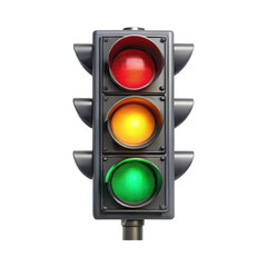 vibrant traffic signal light red yellow green standing against the urban backdrop, ensuring smooth road safety and organized movement transparent background 