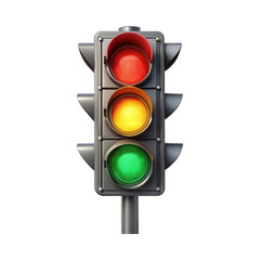 vibrant traffic signal light red yellow green standing against the urban backdrop, ensuring smooth road safety and organized movement transparent background 