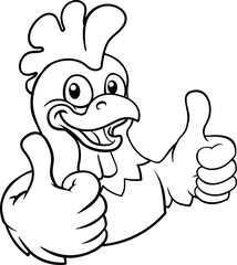 Chicken Cartoon Rooster Cockerel Bird Mascot