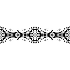 Steampunk Border - Gear Wheels, Vector Illustration on Light Background
