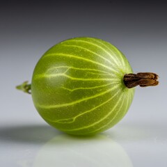 Single Fresh Green Gooseberry Close Up Studio Shot