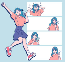 漫画のコマ割りと女の子の表情