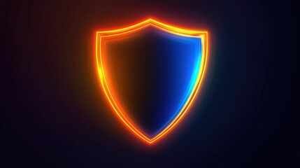 Fototapeta premium Neon shield security protection technology background