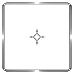 Geometric Star & Frame on White, Art Deco Style