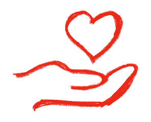 Hand And Heart Love Related Icons Crayon Chalk Drawing Vector