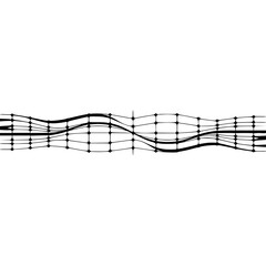 Abstract Network: Wavy Lines and Dots on White