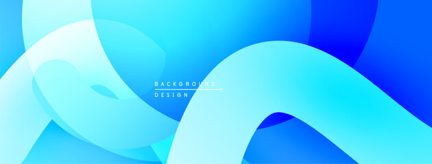 Abstract blue design. Smooth curves create dynamic layers, offering modern aesthetic. Gradient shades enhance visual depth.