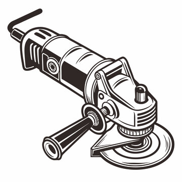 black and white angle grinder tool clip art preview