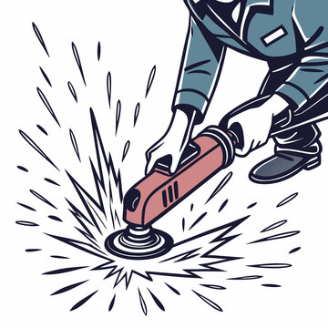 grinding action, red grinder, sparks clip art preview