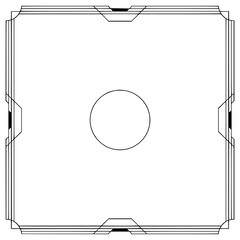 Art Deco Square Frame with Circle, Minimalist Graphic Design, Empty Space