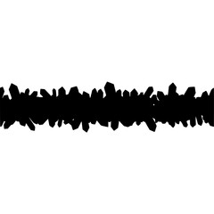 Black Crystal Cluster Border on White, Minimalist Design