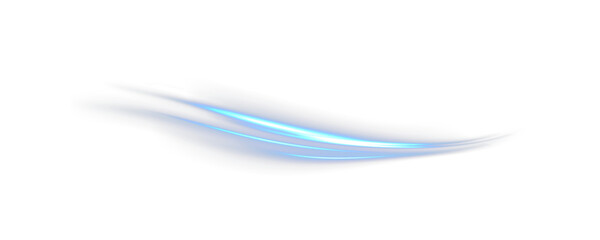 Abstract light lines of high-speed movement, blue colors. Neon glowing curves.	