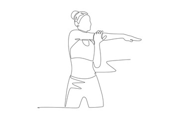 Woman streching concept one-line drawing