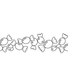 Candy Border in Simple Black and White, Decorative Vector Design