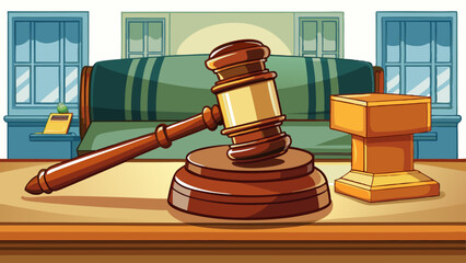 Closeup of gavel in court room