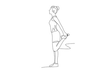 Woman streching concept one-line drawing