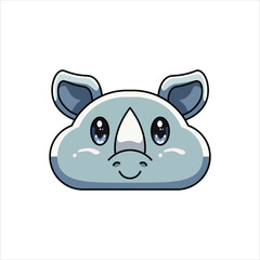 Cute Colored Rhino Head Illustration