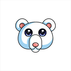 Cute Colored Polar Bear Head Illustration