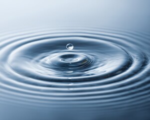Exploring the serenity of water purity through a macro view of a droplet creating perfect ripples on a tranquil surface