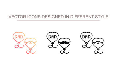 Dad Balloons icon design with white background stock illustration