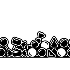 Minimalist Candy Border: Black & White Sweet Treat Illustration