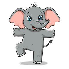 Cute baby elephant standing happy