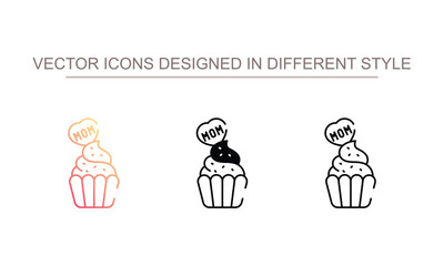 MOM Cupcake icon design with white background stock illustration