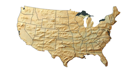 Map of the United States of America in vector format