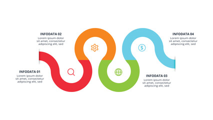 Workflow concept for infographic with 4 steps, options, parts or processes. Business data visualization.