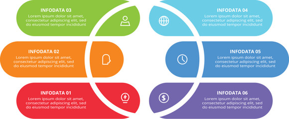 Workflow concept for infographic with 6 steps, options, parts or processes. Business data visualization.