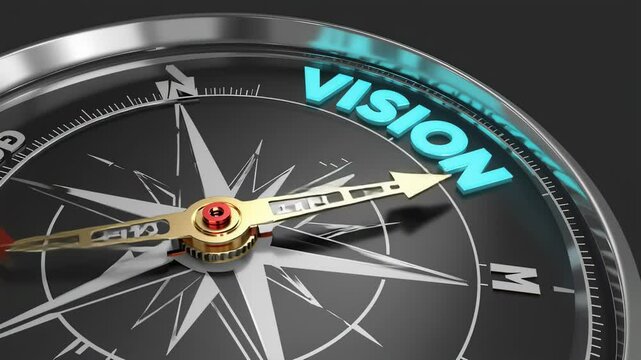 Close-up of Compass Pointing to Vision