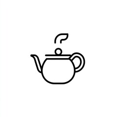 Steaming teapot icon on white, kitchenware symbol for hot beverages