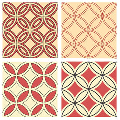 Fototapeta premium Seamless Geometric Pattern Set in Modern Retro Colors