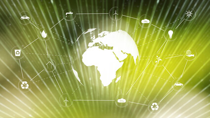 Eco nature icons connection with earth globe illustration.