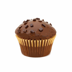 chocolate muffin isolated on white