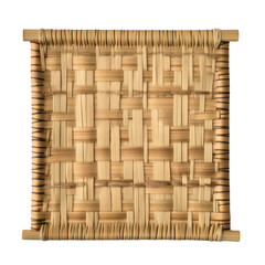 Natural woven bamboo mat with intricate patterns, showcasing a traditional craftsmanship and earthy texture, ideal for enhancing decor and sustainable design projects,transparent background