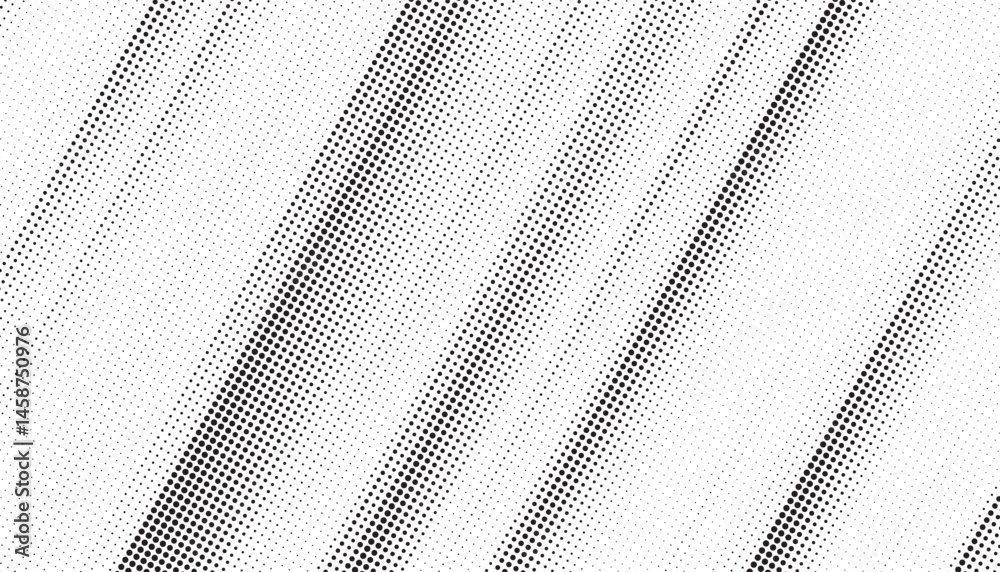 Poster Diagonal, oblique, slanting effect dots geometric vector pattern. Abstract halftone texture and background. Vector illustration.	