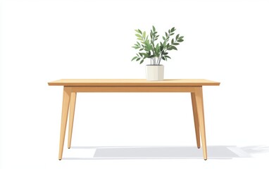 Wooden table with plant