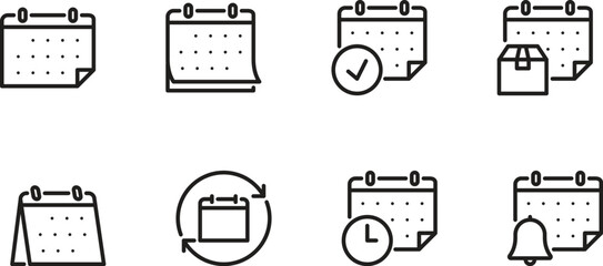 Calendar Icon Set Scheduling Reminders and Events