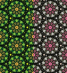 Fototapeta premium Seamless abstract vector pattern combining floral and geometric elements in a decorative lattice style. Ideal for use in fabric prints, wallpapers, banners, architecture, and modern design projects.
